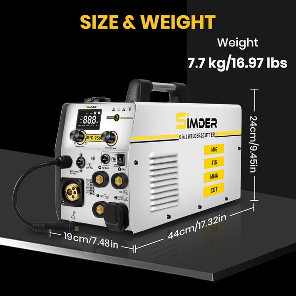 SSIMDER MIG-250 6 In 1 Welder&Plasma Cutter Welder