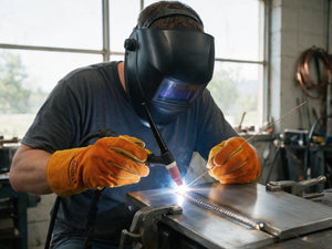 Two-handed HF TIG welding with filler rod on stainless steel