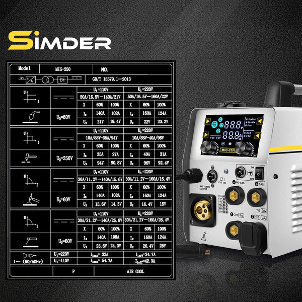 SSIMDER MIG-250 6 In 1 Welder&Plasma Cutter Welder