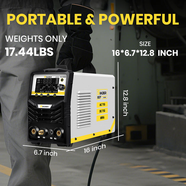 Pre Sale - SSIMDER TIG-250 AC TIG Welder With Smart Synergic AC/DC TIG, AC/DC Pulse TIG, Spot TIG, Stick