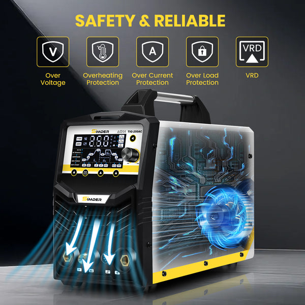 Pre Sale - SSIMDER TIG-250 AC TIG Welder With Smart Synergic AC/DC TIG, AC/DC Pulse TIG, Spot TIG, Stick
