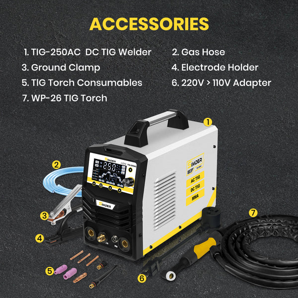 Pre Sale - SSIMDER TIG-250 AC TIG Welder With Smart Synergic AC/DC TIG, AC/DC Pulse TIG, Spot TIG, Stick
