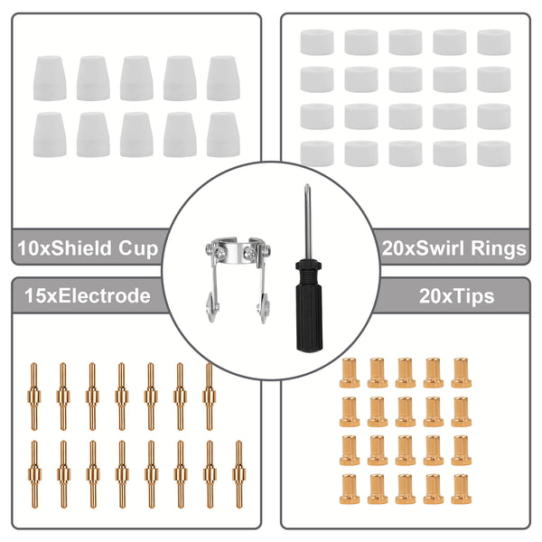 Confezione di materiali di consumo per torcia da taglio al plasma SSimder, 65 pezzi