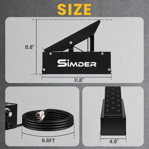 Simder TIG foot pedal dimensions, 11.8 by 8.8 inches with 6.6ft cable