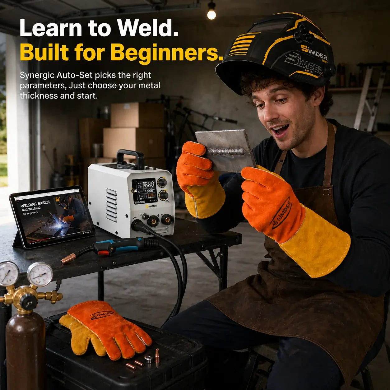 SSimder MIG-140 Gasless 5 in 1 Pulse MIG Welder