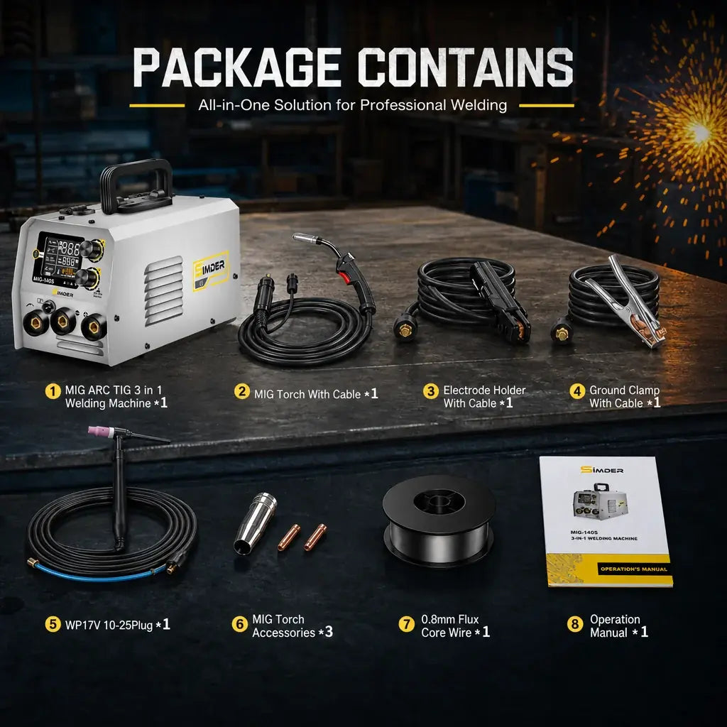 SSimder MIG-140 Gasless 5 in 1 Pulse MIG Welder