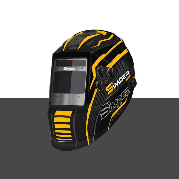 Simder RLM-800B auto darkening welding helmet, three-quarter view