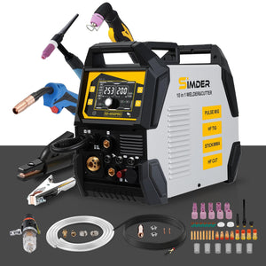 SSimder SD-4050 Pro 10-in-1 Aluminum MIG Welder Plasma Cutter Combo With 55PCS WP-17 TIG Consumables 