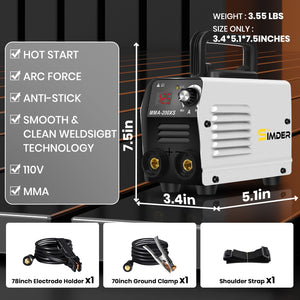 stick welder with electrode holder and ground clamp