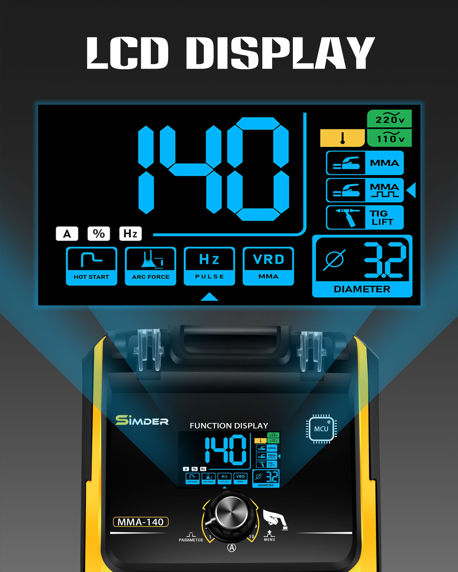 SSIMDER MMA-140 3 en 1 soldador de palo de pulso