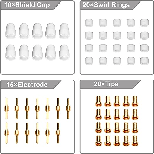 SSimder Plasma Cutter Torch Consumables Pack 65Pcs - Welding